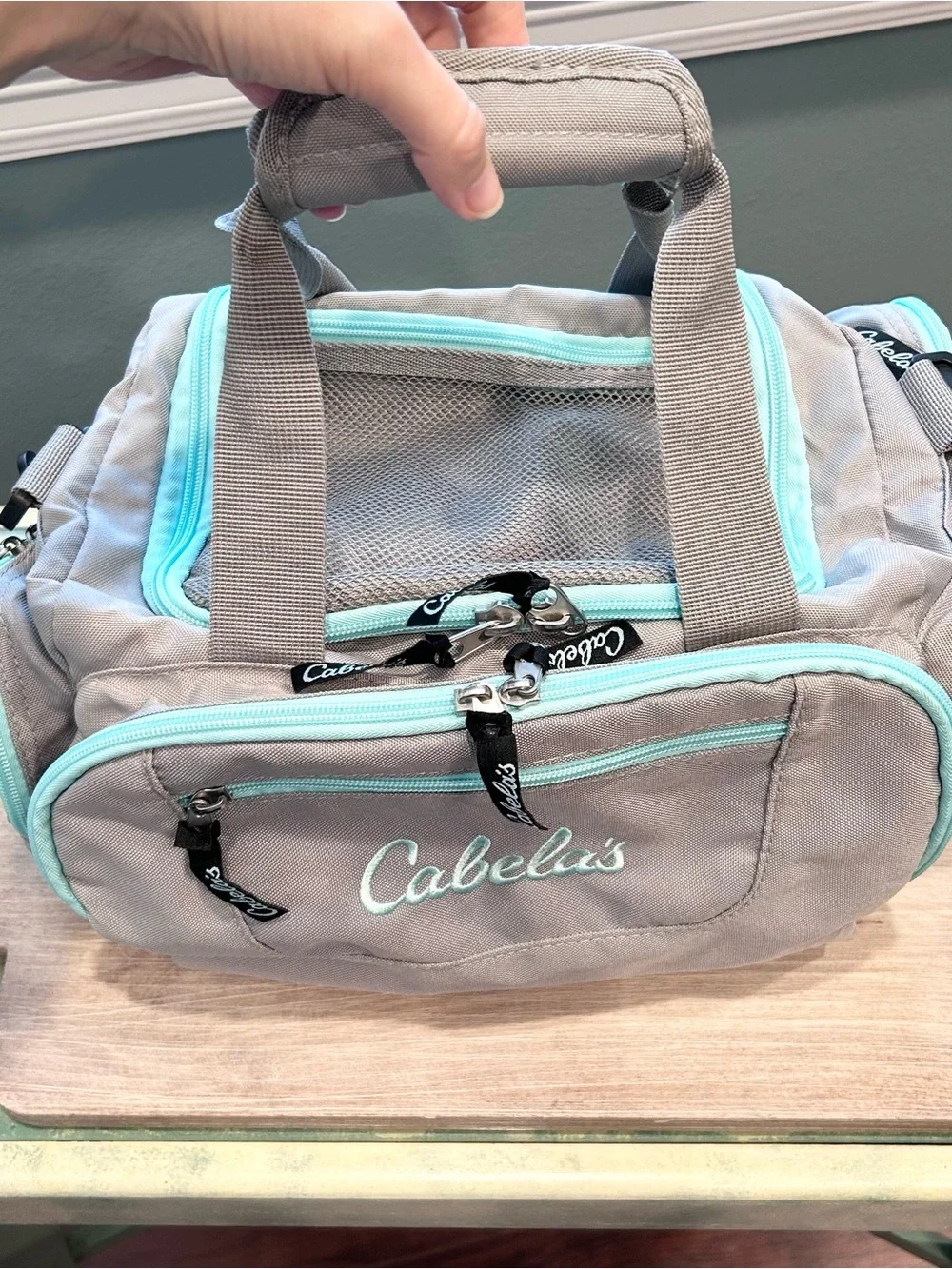 Cabela's Catch-All Gear Bag Gray/Teal Soft Tackle Bag, Range Bag, Small Duffel